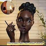 Hanicamola Black Woman Head Incense Burner with Decorative Silk Scarf, Black Lady Headscents Incense Holder, Home Decor Gift