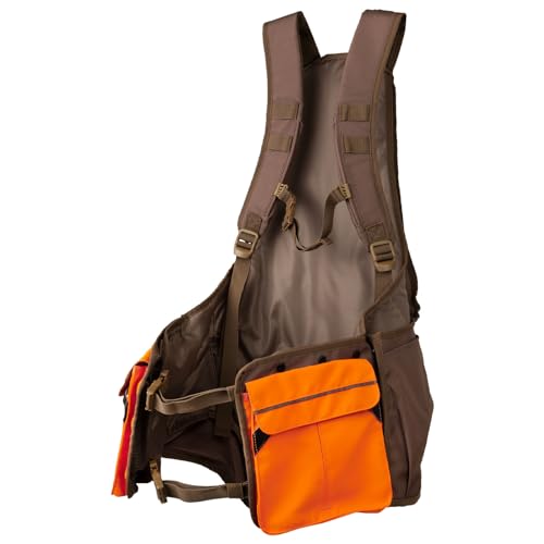 Beretta Men's Outlander Durable Water-Resistant Front-Load Capable Upland Hunting Strap Vest with Game Bag & Waterbag Holder, Otter & Orange, X-Large-XX-Large