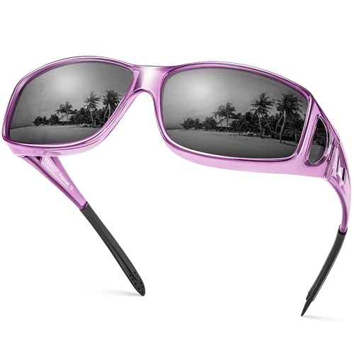 Peekaco Polarized Sunglasses Fit Over Prescription Glasses for Men Women, Wrap Around Sunglasses UV400 Protection for Driving