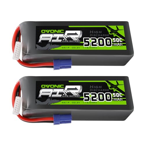 OVONIC Lipo Battery 5200mAh 50C 22.2V 6S RC Battery with EC5 Connector for RC Plane DJI Quadcopter RC Airplane RC Helicopter RC Car Truck Boat 2pcs