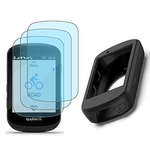 SHUAXI Screen Protector for Garmin Edge 530 Gps (3+1pack) and Silicone Case Cover,Tempered Glass Film Anti-Scratch High Definition Full Coverage Transparent