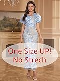 Women's 3D Floral Embroidery Dress Ruffle Sleeve Fishtail Lace Bodycon Party Cocktail Mixi Dress (US, Alpha, Medium, Regular, Regular, Sky Blue)