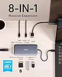 Anker 555 USB-C Hub (8-in-1), with 100W Power Delivery, 4K 60Hz HDMI Port, 10Gbps USB C and 2 A Data Ports, Ethernet microSD SD Card Reader, for MacBook Pro More