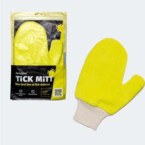 TiCK MiTT Yellow Tick Removal Glove for Humans & Pets - Safely Remove Ticks Effortlessly, Chemical-Free, Durable, Portable Tick Management Tool for Outdoor Adventures & Everyday Use