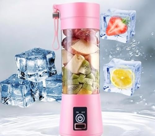 Portable Blender, Personal size blender for Shakes and Smoothies with USB Rechargeable, 380Ml 25 watts With 6 Blades, Handheld Blender Suitable for Travel,Office, Gym(pink), Medium