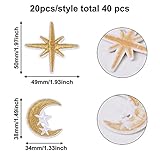 Beadthoven 40pcs Moon Star Embroidery Iron On Patch Mixed Celestial Sew On Patch Embroidered Badge Applique Patch Embellishment for Clothes Bags Jeans Hat Shoes Sewing Accessory DIY Craft