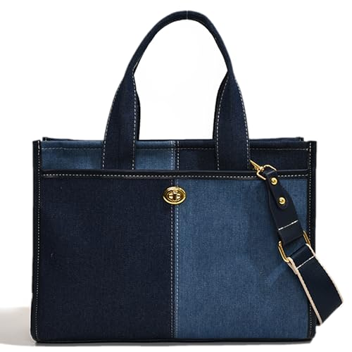 Makukke Denim Tote Bag for Women Large Shoulder Bag Handbag for Work Office Travel Shopping