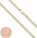 Miabella Italian Solid 18k Gold Over 925 Sterling Silver 3.5mm Diamond Cut Cuban Link Curb Chain Necklace for Women, Made in Italy (Length 26 Inches)