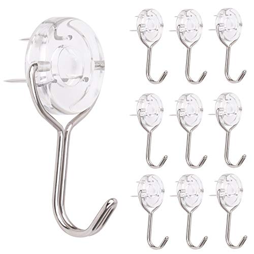 RSzeen Non-Trace Wall Hooks, 10-Pack Nail-in Heavy Duty Hangers Transparent Invisible Surround Steel Pins, Multipurpose Hanging Hook for Picture Frame Keys Coat