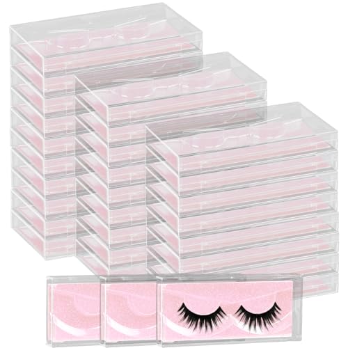 Empty Lash Boxes,30 Pack False Eyelash Packaging Customizable Lash Cases Bulk Eyelash Storage,Lash Box Packaging Eyelash Storage Containers,Premium Lash Display False Eyelash Protection (Pink)