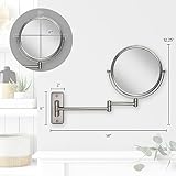 Zadro Two Sided Dual Arm Wall Mount Mirror, Satin Nickel, 5X-1X