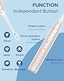 Operan Electric Toothbrush for Adults and Kids Rechargeable Sonic Toothbrush with 5 Modes 2-Min Smart Timer IPX7 Waterproof 40,000 VPM Motor with 8 Brush Heads & Travel Case (Champagne)