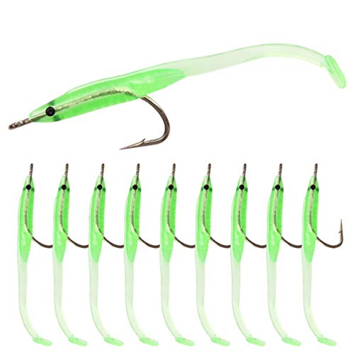 LIOOBO 10 PCS EEL Bait Glow Fishing Lures with Hook Swimbaits Silicone Bait for Outdoor Fishing (7cm 1g)