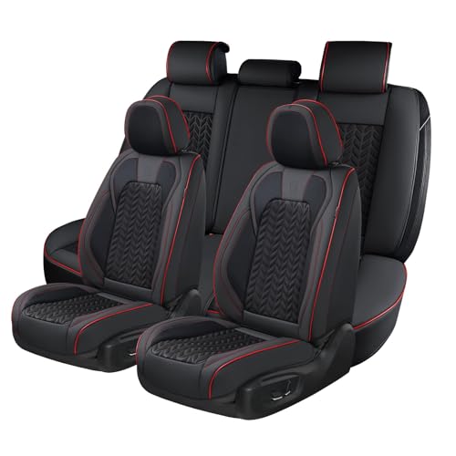 Coverado Seat Covers Full Set, Seat Covers for Cars, Car Seat Covers Winter, Breathable Faux Leather Car Seat Protector Car Seat Cushion, Black Car Seat Covers Universal Fit for Most Cars SUVs Trucks