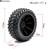 Chanmoo 1/10 RC Short Course Truck Wheels and Tires with 12mm Hex 1:10 Scale Off Road Tyres for 1/10 RC Off-Road Car Traxxas TRX4 Slash Arrma Losi Tenacity Vkar 10sc Hpi RC Buggy Car 4PCS (B Tires)