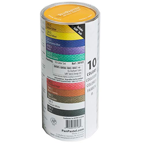 PanPastel Artist Pastels by GOLDEN, Painting Set, 10 Color, Professional Artist Pastels, Unique Pan Format (cake-like)
