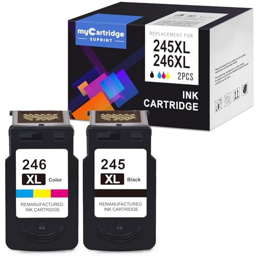 myCartridge SUPRINT 245XL Ink Cartridge PG-245 CL-246 Replacement for Canon Ink 245 and 246 Compatible for Canon 245XL 246XL Combo Pack for Pixma MG2522 TS3122 TS3322 MX490 TR4520 Printer 245 Ink