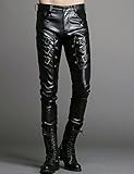 Idopy Men`s Rock Punk Patchwork Leather Pants