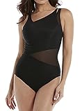 Miraclesuit Women’s Swimwear Illusionist Azura Underwire One Piece Swimsuit with Fixed Straps, Black, 14