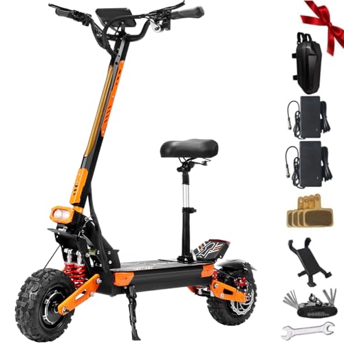 ZSNAKE Electric Scooter for Adults 5600W Power Dual Motor Top Speed 52MPH 60V 28Ah Battery 60 Miles Range 11" All-Terrain Tire Folding E-Scooter with Detachable Seat (5600W Motors /1680Wh Battery)