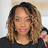 Toyotress Passion Locs Crochet Hair - 10 Inch 8 Packs Ombre Brown Blonde Faux Locs Crochet Hair Curly Ends, Short Bob Curly Locs Pre-Looped Synthetic Braiding Hair Extensions (10 Inch, OT30/27)