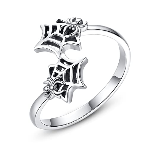 JXJL Spider Adjustable Ring Halloween Jewelry made of S925 Sterling Silver Gift for Women