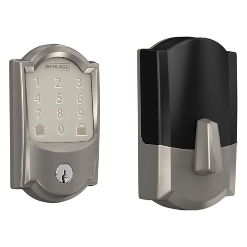 Schlage Encode Smart Wi-Fi Deadbolt with Camelot Trim in Satin Nickel