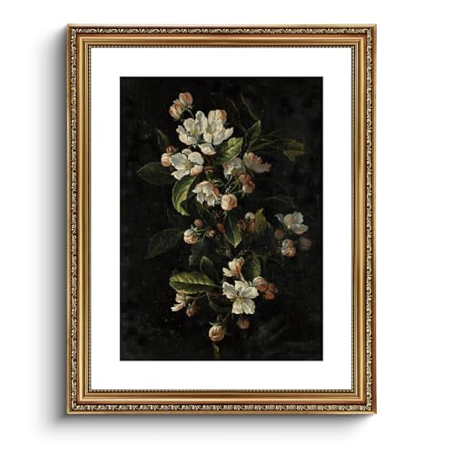 ARPEOTCY Vintage Gold Framed Large Wall Art, Retro Still life Floral Tulips Canvas Prints Artwork with Antique Frame, Victorian Wall Paintings Decor for Living Room Gallery, 16x20 inch