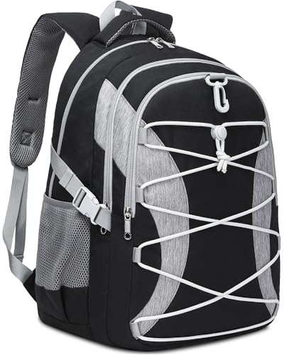 BLUEFAIRY Middle High School Backpack for Boys Girls Large Bookbag with Laptop Compartment Back to School Book Bags for Teens Teenagers Mochilas Escolares para Niños Niñas (Black/Gray, Solid)