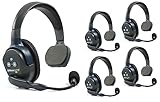 Eartec UL5S Ultralite Full Duplex Wireless Headset Communication for 5 Users - 5 Single Ear Headsets with SolidSignal Cleaning Wipes Bundle