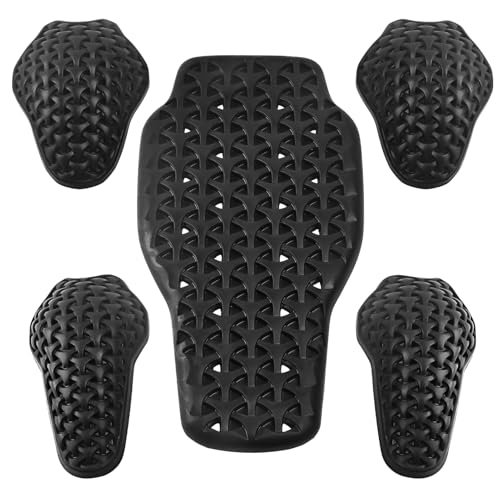Universal Motorcycle Back Protector Insert, CE Armor Insert Pads Set of 5pcs Level 1 Back Armor Protection Pad and CE Level 2 Elbow and Shoulder Pads for Motorcycle Jacket, Black