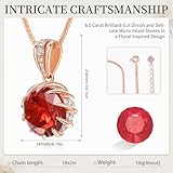 CeaKIev 6.0Carat (12.0mm) Round Cubic Zirconia Pendant Necklace 41 Accent Diamond-Cut Stones 18K Gold Platecd Rose Gold Chain Adjustable (18"+2") Elegant Women’s Neckla