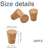 INCREWAY Tapered Cork Stoppers, 16PCS Conical Wooden Wine Bottle Stopper Cork Plugs Replacement Corks for Wine Bottle Glass Bottle Jars, 29 * 20 * 35mm