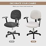 NeColorLife Velvet Office Chair Cover Stretchable Desk Chair Cover Thick Chair Seat Cover Computer Chair Covers Slipcover for Universal Office Chair (2Pcs/Set,Beige)