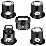 5 Pcs Jewelers Loupe Portable Monocular Magnifier Magnifying Glass Eye Loops Magnifier with 30 x 36 mm Lens Watch Jewelry Experimental Repair Tool for Textile Optical Circuit Coins (5X 10X 15X 20X)