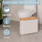 efluky Toilet Paper Basket, Toilet Paper Storage with Lid, Toilet Paper Organizer for Bathroom, Free Standing Toilet Paper Holder with Storage, Beige