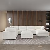 Cloud Modular Sectional Sofa,157" Oversized 8 Seater Sofa,U Shaped Sofa Couch with Storage Ottoman,Plush Sofas for Living Room,Comfy Couch with 2 Chaise,Sofa Covers Washable&Replaceable (Beige)