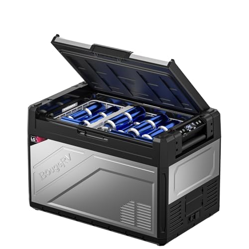 BougeRV 12 Volt Portable Refrigerator, 55 Quart Rocky V2.0 Dual Zone Car Fridge Freezer with APP Control, Compressor Cooler 12/24V DC, 110~240V AC for Overlanding, Camping, Travel, RV, Truck