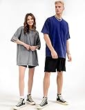 Arssm 3 Pack Men Oversized T Shirts Vintage Tee Loose Fit Short Sleeve Casual Streetwear Baggy Washed Unisex Tops(BlackGreyBlue-M)