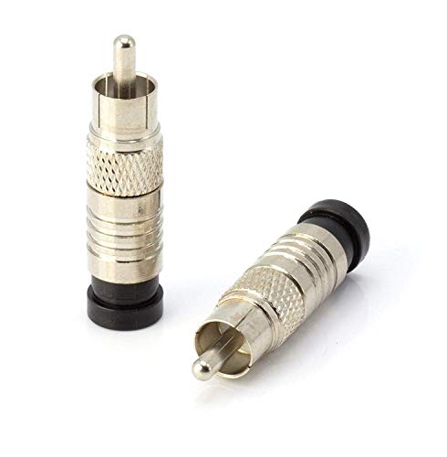 THE CIMPLE CO RCA Compression Connectors - Pack of 4 - RG-6 Coaxial Cable - Universal Male Connectors for RCA, Subwoofer, Composite, Component and Similar Cables