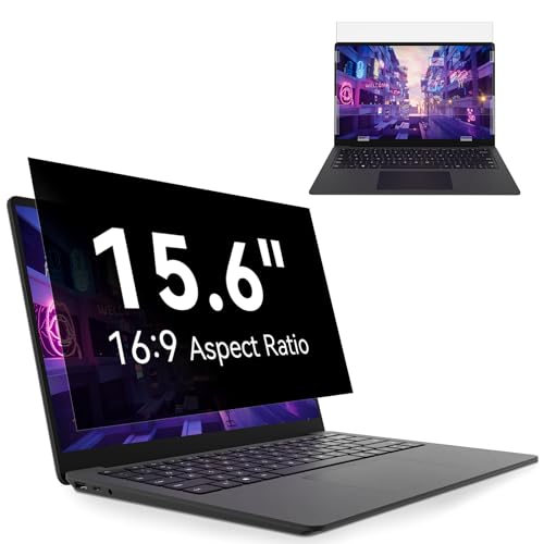 Laptop Privacy Screen 15.6 Inch Compatible with HP/Dell/Acer/Samsung/Asus/Lenovo/Toshiba,16:9 Aspect Removable Anti Glare Blue Light Filter Protector, 15.6 in Laptop Privacy Screen Shield