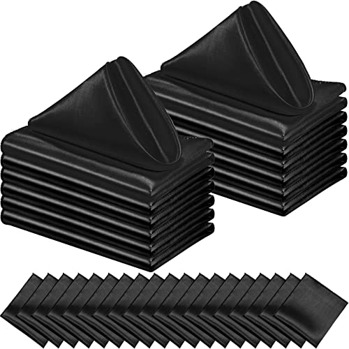 Tegeme 100 Pcs Satin Napkins Bulk 17 x 17 Inch Square Cloth Napkins Set Soft Silk,Hemmed Edges,Washable and Reusable for Party Wedding Dinner Banquet Restaurant Table Decorations(Black)