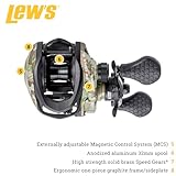 Lew's American Hero Camo Baitcast Reel and Fishing Rod Combo, IM7 Graphite Rod, 5+1 Bearings, 7.5:1 Gear Ratio, One-Piece Graphite Frame, Camo/Black