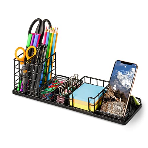 Desk Organizers and Accessories, Office Supplies Desk Organizer with Pen Holder, DIY Desktop Organiezr with Phone Holder, Sticky Note Tray