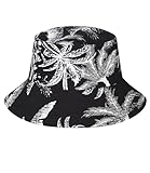 EISHOPEER Men's Black Palm Tree Hawaiian Shirt and Short 2 Piece Outfits Sets Hawaii Shirts Suits with Bucket Hats Black Large