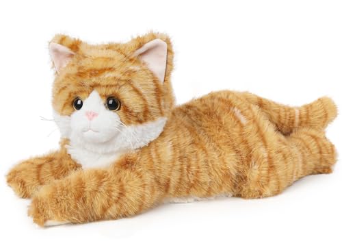 Orange Tabby Cat Stuffed Animals, Microwavable Stuffed Animal Adorable Fluffy Cat Plush for Warmth & Comfort, Heatable & Coolable Lavender Scent Cat Toys, Cute Soft Plushies Cat Gifts for Kids & Adult