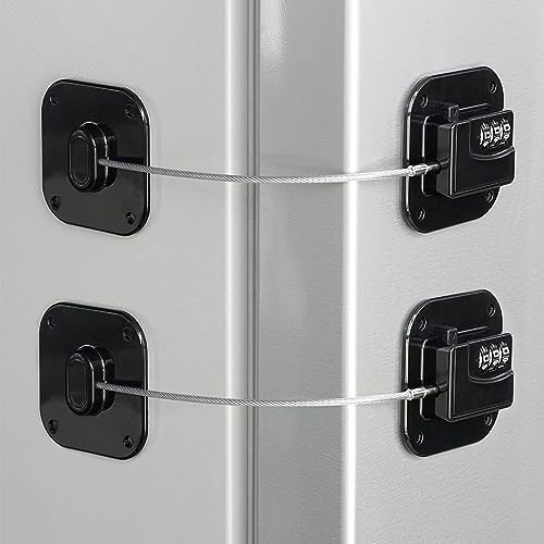 Refrigerator Lock, Heavy Duty Fridge Lock, Combination Lock for Refrigerator Cabinets, Drawers, Safety Lock, Easy Install No Keys Needed (Black-2Pack)