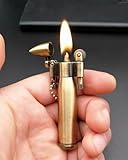 Bullet Lighter Series Reusable Metal Mini Trench Lighters with Keychain for Collection， Decorative， Gift， Outdoor， Camping (Gold(A))