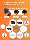 Air Fryer Accessories for Cosori, 10 Piece Square Accessories for COSORI 5.8 QT 6.0 QT, Instant Vortex Plus 6QT and Larger Air Fryers, Including Cake & Pizza Pan, Rack & Skewer, Egg Bite Mold, etc.