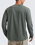 CRZ YOGA Soft Stretchy Long Sleeve Shirts for Men Breathable Casual Workout Crewneck T-Shirts Basic Tops Grey Sage Large